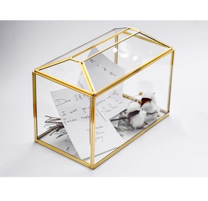 European Style Glass <b>Box</b> Metal Glass Jewelry <b>Box</b> With Handle Storage Organizer Rectangle Design Transparent Clear Glass <b>Box</b> Sell - Product Image 2
