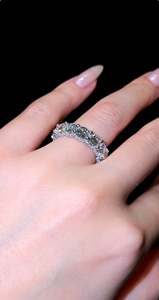 ราคาโรงงานขายส่ง เครื่องประดับโมอิสซาไนต์แบบประดับเพชรเต็มวง 925 เงินแท้ เครื่องประดับเพชรฮิปฮอป แหวนโมอิสซาไนต์แบบ Eternity - Product Image 6