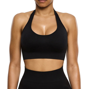 With Reasonable Price In Solid Black Color Best Supplier New Arrival Comfortable Unique Design Simple <b>Halter</b> <b>Neck</b> Sports <b>Bra</b> - Product Image 1