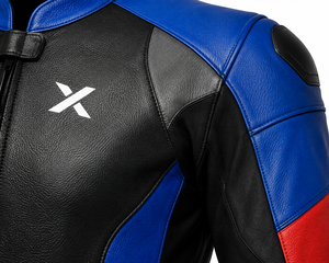 Color Block One-Piece Leather Motorcycle <b>Suit</b> | Black Blue <b>Red</b> | OEM ODM Manufacturer | Premium Design Quality | Racing Wear - Product Image 4