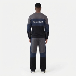 Conjunto Deportivo de Dos Piezas para Hombre, Sudadera con Bloques de Color y Pantalones Jogger, Cuello Redondo, Ropa Casual Urbana - Product Image 2