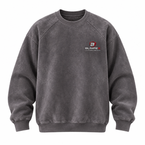 Custom Mineral Wash Crewneck <b>Sweatshirt</b> Oversized Charcoal <b>Grey</b> Heavyweight Raglan Fleece Pullover OEM Private Label Blimpex - Product Image 2