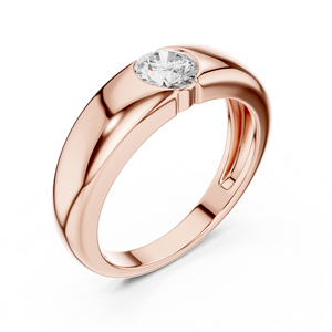 Anillo de Mujer de Oro Rosa de 18K con Diamante Cultivado en Laboratorio de Corte Redondo y Engaste Clásico de Lujo, Menos de 1 Quilate, Oro Blanco y Amarillo - Product Image 2