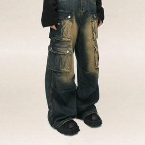 Pantalones Vaqueros Holgados Lisos para Hombre, Jeans Oversize, Estilo Hip Hop, Streetwear, Pantalones Holgados de Alta Calidad con 6 Bolsillos - Product Image 1