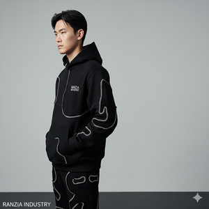 Ranzia Industry Bulk Heavyweight Cotton Full Zip Hoodie Streetwear Supplier Sustainable Rhinestone Hoodie - Product Image 4