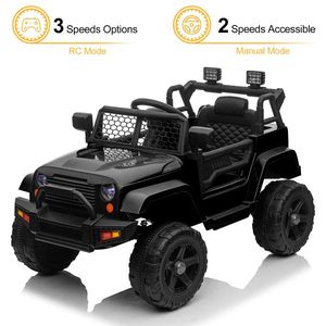 LEADZM Auto Elettrica per Bambini Jeep con Doppia Trazione 12V 4.5A.h Nera con Telecomando 2.4G - Product Image 4