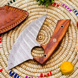 Cuchillo Ulu de Damasco Hecho a Mano con Mango de Madera – Cuchillo de Chef Premium para Exteriores - Product Image 5