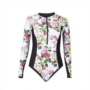 Rashguard de surf et de plongée à manches longues pour femmes, à motifs floraux, protection UV, respirant, séchage rapide, en Spandex/Polyester, pour sports nautiques - Product Image 1