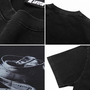 Camiseta Oversize de Algodón Lavado para Hombre, Manga Corta, Hombros Caídos, Estilo Urbano Casual, Ajuste Holgado - Product Image 4