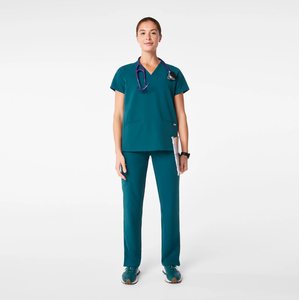Conjunto de Uniforme Médico Unisex de Cintura Alta, 180GSM, Antiarrugas, de Secado Rápido, Corte Inteligente, Cuello en V, Pantalón Jogger, para Hospital - Product Image 1