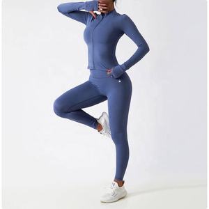 Ventes en gros de vestes de fitness et de leggings taille haute, ensembles de fitness pour la salle de sport / ensembles de yoga sans couture avec logo personnalisé et taille personnalisée - Product Image 1