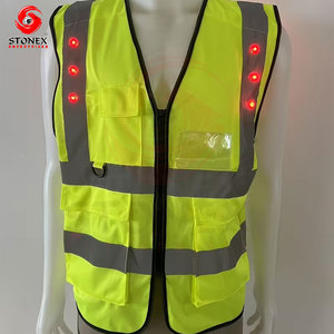 LED Flash Safety Vest Reflective High Visibility Warning Waistcoat Polyester Workwear for Road <b>Running</b> Traffic Use - Product Image 1