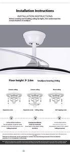 Modern 42/48 Inch DC Motor Retractable Ceiling Fan with LED Light Remote Control Black White <strong>Gold</strong> Design for Living Room - Product Image 3