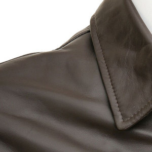 Veste en cuir véritable marron pour homme, col classique, fermeture éclair sur le devant, manteau décontracté, vente en gros, style streetwear, veste de mode d'hiver - Product Image 3