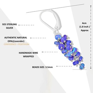 Pendientes Colgantes de Ópalo Lavanda con Cadena de Cuentas y Cierre de Palanca, Joyería para Mujer, Regalo para Fiesta - Product Image 2