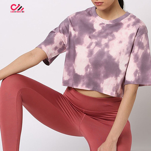 Camiseta Corta de Mujer CARE MASTER, Tie Dye, Cuello Redondo, Manga Corta, Ajuste Holgado, Tejido Transpirable, Informal, para Primavera/Verano - Product Image 1