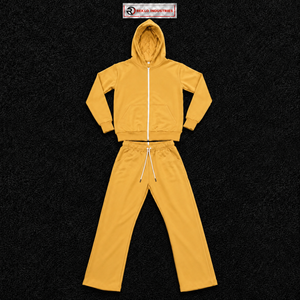 Gold Men Tracksuit Set Plain <b>Full</b> <b>Zip</b> <b>Hoodie</b> Jogger Pants Custom Wholesale Casual Streetwear Sportswear Fleece Two Piece Outfit - Product Image 5