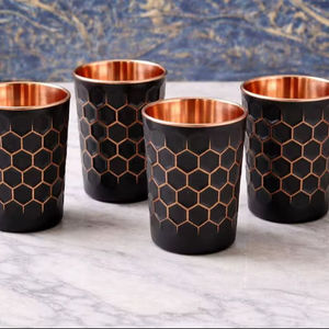 Gobelets en métal à motif hexagonal blanc, intérieur or rose, tasses décoratives élégantes, ensemble de vaisselle pour la maison, l'hôtel et le restaurant - Product Image 6