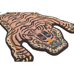 Hand Tufted Wool <b>Tibetan</b> <b>Tiger</b> <b>Rug</b> 2X3-Pink Black Low Pile Living Room Carpet - Product Image 5