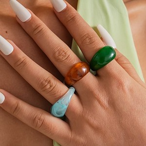 Anillo de resina hecho a mano de alta calidad, anillo redondo creativo y sencillo, accesorios de joyería con estilo, como un regalo de moda para mujeres y niñas - Product Image 5