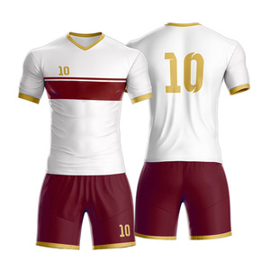 Maillot de football personnalisé Rohzen pour homme, blanc, bordeaux, or, col en V, manches courtes, polyester, anti-transpiration, anti-UV, toutes tailles - Product Image 1