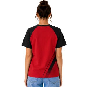 Women <b>Red</b> and Black Raglan T Shirt Custom Logo Crew Neck Short Sleeve Polyester Cotton Sports Casual Summer Tee OEM ODM Apparel - Product Image 2