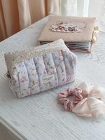 Grande trousse de toilette personnalisée en coton matelassé à pois pour femme, pochette de maquillage de voyage avec fermeture éclair, style tendance, cadeau De Maison, poignée souple