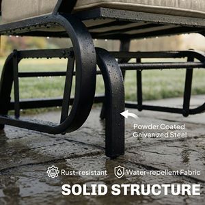 Sedia a dondolo da esterno beige con cuscini e struttura in acciaio - Product Image 5