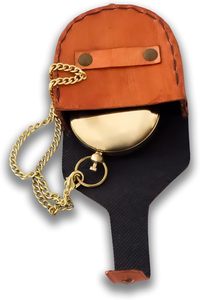 Boussole de poche en laiton plaqué or avec épingle métallique, design antique poli, étui en cuir et chaîne pour la randonnée, le camping et les cadeaux - Product Image 2