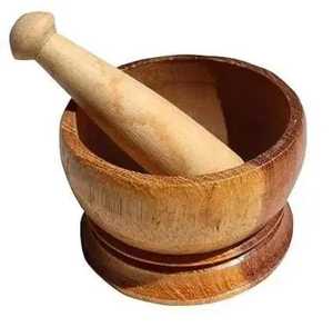 Juego de Mortero y Pilón de Madera Oscura con Patrón Tallado, Molinillo de Especias Floral, Triturador de Hierbas Artesanal, Prensa de Ajo, Utensilio de Cocina - Product Image 5
