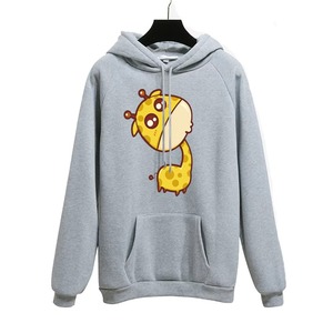 Sudadera con Capucha Personalizada para Mujer, Diseño Gráfico Azul, Estampado de Jirafa y Flores, Felpa de Algodón, Bolsillo Tipo Canguro, OEM - Product Image 3