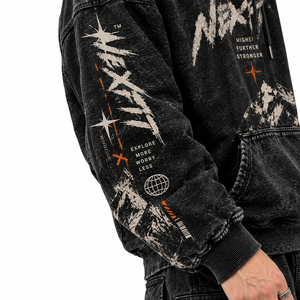 Unisex <b>Oversized</b> Black Solid Winter Hoodie <b>Vintage</b> Pullover <b>Sweatshirt</b> with Digital Printing High Quality 100% Cotton Streetwear - Product Image 4