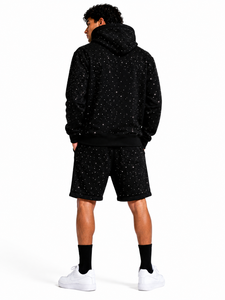 Wholesale Rhinestone Zip-Up Fleece Breathable 100% Cotton Solid Digital Printing Unisex Streetwear Winter <b>Hoodie</b> - Product Image 3