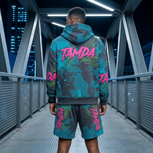 Ensemble sweat à capuche et short oversize – Survêtement molletonné personnalisé 2 pièces - Product Image 2