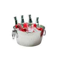 Seau à glace pour fêtes et événements, seau à glace en acier inoxydable avec couvercle et pince, design minimaliste rond, résistant à la rouille, pour les fêtes