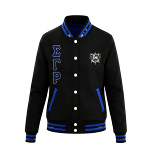 Sigma Gamma Rho <b>Women's</b> Satin <b>Flight</b> <b>Jacket</b> Zip Up Ribbed Cuffs Casual Greek Sorority Streetwear Apparel Custom Manufacturer - Product Image 1