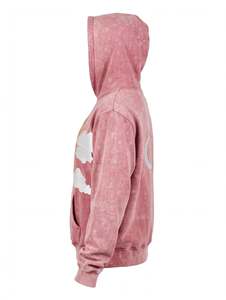 Custom Pink Acid <b>Wash</b> 100% Cotton Breathable Hip Hop Hoodie Sun Cloud <b>for</b> Oversized Heavyweight Vintage Fleece <b>Men</b> - Product Image 3