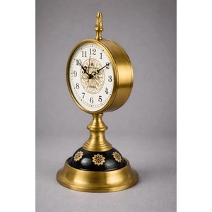 Traditional Brass Desk <b>Clock</b> Circular Design Mechanical Movement Needle Display Silent Non Ticking Hourly <b>Chiming</b> - Product Image 3