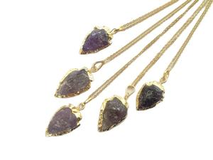 Wholesale Golden Plated Amethyst Arrowhead Crystals Engraved Gemstone High Quality Feng Shui Art Collectible - Product Image 2