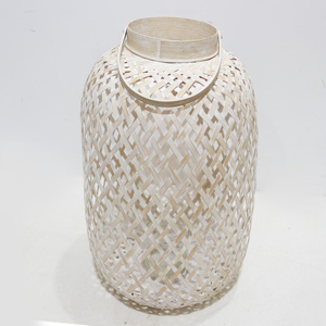 New Design White <b>Bamboo</b> Cylindrical <b>Lantern</b> Handmade Eco Friendly Home Decoration - Product Image 3