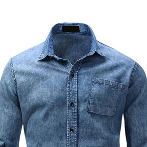 เสื้อเชิ้ตเดนิมดีไซน์มืออาชีพสำหรับผู้ชาย ราคาดีที่สุด ระบายอากาศได้ดี ผ้าซาตินคุณภาพสูง เสื้อเชิ้ตยีนส์เดนิมไซส์ใหญ่สำหรับผู้ชาย ขายส่ง - Product Image 5