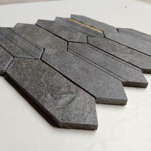 Azulejos de Pared Hexagonales Premium de 3 Pulgadas (73 mm) con Diseño de Mosaico de Champiñones, con Virutas Metálicas Doradas y Revestimiento de Porcelana Esmaltada sobre Malla, para Uso Interior en Baños - Product Image 2