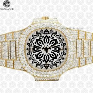 Charm Jewells Luxury Women's Yellow Gold Diamond <b>Watch</b> Analog Quartz Round Dial 38mm Folding Clasp Fashion Jewelry - Product Image 4