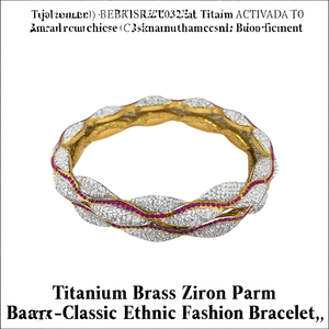 Titanium Brass Zircon Pearl Charm Bangles-Classic Ethnic Fashion Bracelets - Product Image 2
