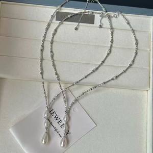 Collar de Perlas de Agua Dulce con Diseño de Alta Gama, Forma de Arroz, Cadena Simple para Clavícula con Borla - Product Image 3