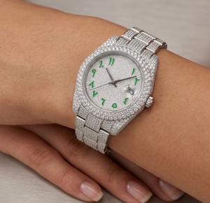 Reloj de Lujo Hip Hop Unisex con Puntero Cuadrado, Moissanita VVS, Movimiento de Cuarzo, Hecho a Mano, Joyería Japonesa, Reloj de Pulsera con Incrustaciones de Diamantes, Estilo Indio - Product Image 4