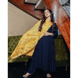 Ensemble de costume à volants en coton et fibre de bambou rayonne bleu corail pour femme, taille XS - Product Image 5