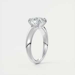 Ensemble de bagues de fiançailles Solitaire avec diamant rond de 3,50 carats cultivé en laboratoire en or blanc 14 carats - Product Image 1