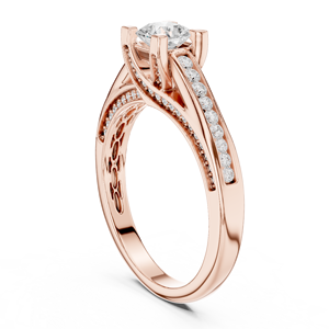 Anillo de Boda de Oro Rosa de 14k, Diseño Clásico, con Corte Cuadrado Octogonal y Diamantes Cultivados en Laboratorio con Pavé Lateral - Product Image 3