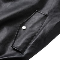 Blouson bomber noir pour homme, col rabattu, fermeture éclair, style motard, couleur unie, manches classiques, vêtement d'automne
